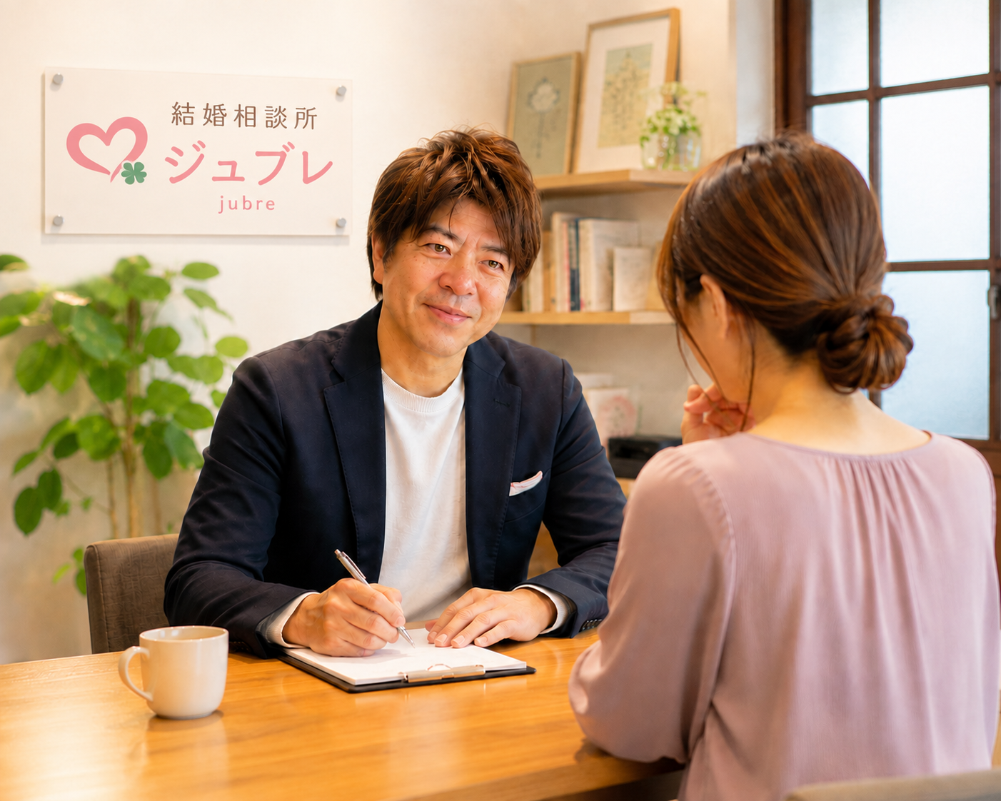 結婚相談所ジュブレ。代表の中村がカウンセリングしている風景